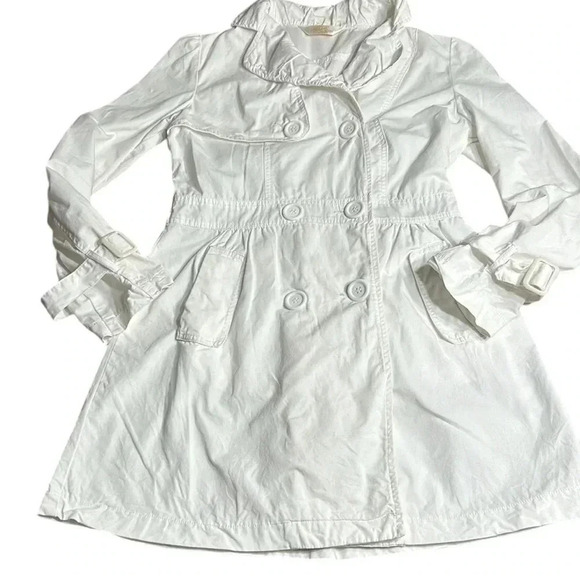 Cotton double breasted white trench coat,size 8. casual,career,vtg,Y2K, EC - Picture 3 of 14